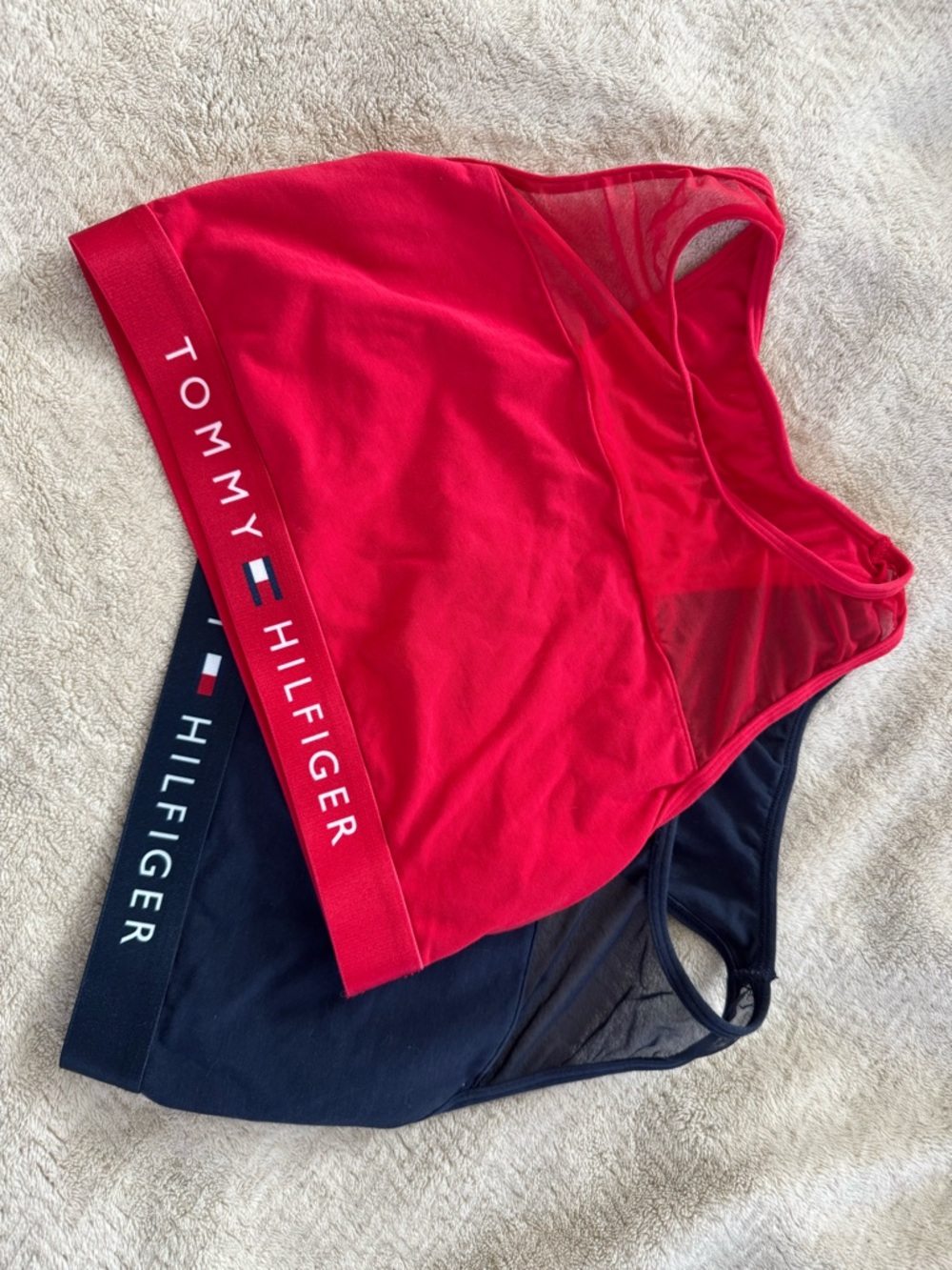 Tommy Hilfiger Red & Navy Sports Bralette Set
